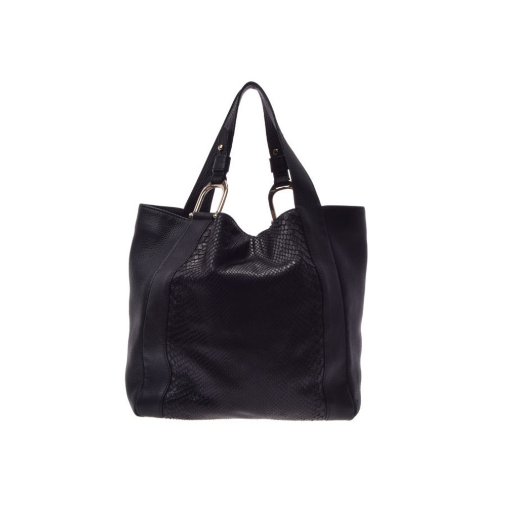 Gucci Tote Python Bag Black Leather - image 1